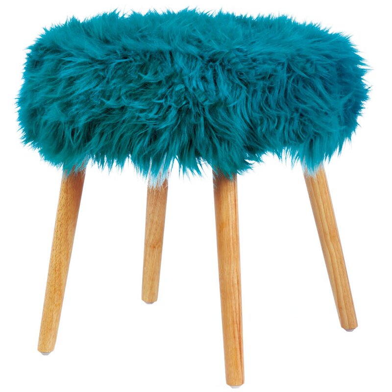 Turn on the Brights Hovland Faux Fur Stool Vanity Stool & Reviews | Wayfair